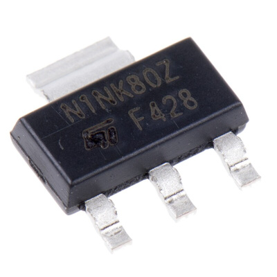 N-Channel MOSFET, 250 mA, 800 V, 3-Pin SOT-223 STMicroelectronics STN1NK80Z