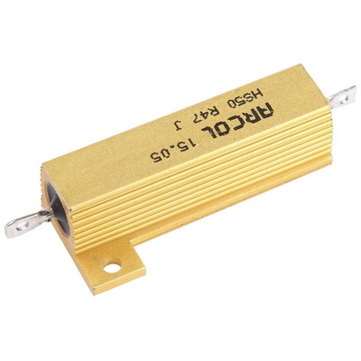 Arcol HS50 Series Aluminium Housed Axial Wire Wound Panel Mount Resistor, 470mΩ ±5% 50W