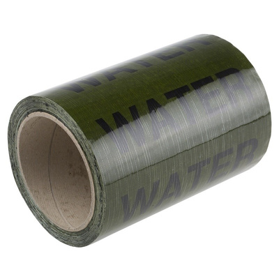 RS PRO Green PP, Vinyl Pipe Marking Tape, text Water, Dim. W 150mm x L 33m