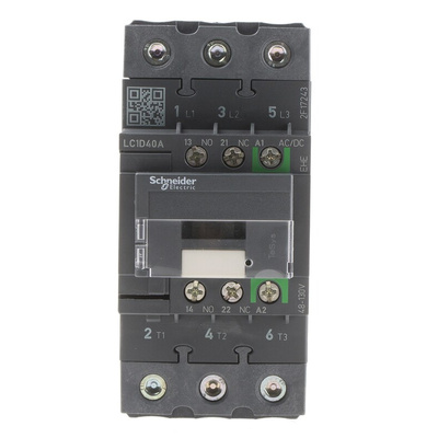 Schneider Electric LC1D Series Contactor, 110 V ac/dc Coil, 3-Pole, 40 A, 18.5 kW, 3NO, 690 V ac