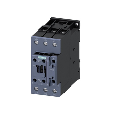 Siemens 3RT2 Series Contactor, 110 V ac Coil, 3-Pole, 90 A, 37 kW, 1NO + 1NC, 690 V ac