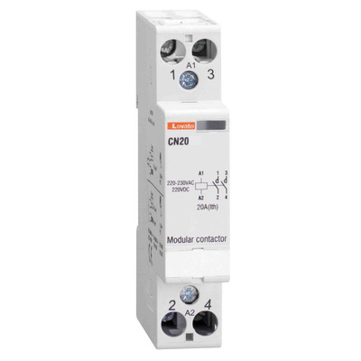 Lovato Contactor, 220 → 230 V ac Coil, 2-Pole, 20 A, 2NO, 110 V ac