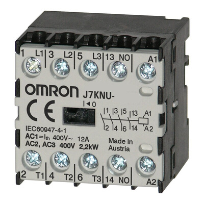 Omron Contactor, 24 V dc Coil, 3-Pole, 5 A, 2.2 kW, 1NC