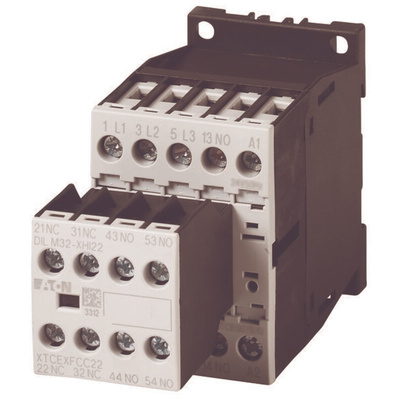 Eaton Contactor, 400 V Coil, 3-Pole, 170 A, 4 kW, 2 NC, 3 N/O