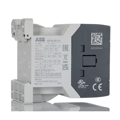 ABB Contactor, 230 V Coil, 3-Pole, 15.7 A, 7.5 kW, 3NO+1NC