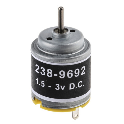 RS PRO Brushed DC Motor, 1.21 W, 1.5 → 3 V dc, 10.4 gcm, 8200 → 14000 rpm, 2mm Shaft Diameter
