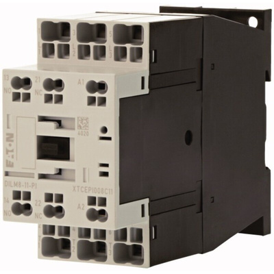 Eaton Contactor, 24 V ac Coil, 3-Pole, 8 A, 3.7 kW, 1 NC, 1 NO