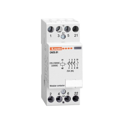 Lovato CN32 Series Contactor, 24 V ac Coil, 4-Pole, 32 A, 4 kW, 3NO + 1NC