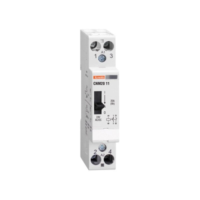 Lovato CNM20 Series Contactor, 24 V ac Coil, 2-Pole, 20 A, 1NO + 1 NC