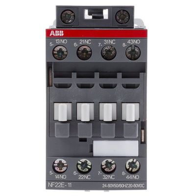 ABB NF Series Contactor, 24 V ac/dc Coil, 4-Pole, 6 A, 2NO + 2NC, 690 V ac