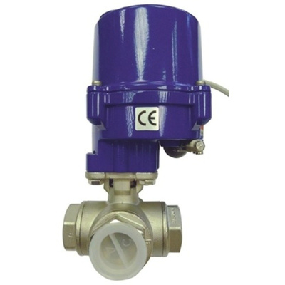 RS PRO Motorised & Actuated Valve Stainless Steel 3 Way 24 V ac/dc, 110 V, 220 V, 1in Pipe Size