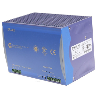 Chinfa DRA480 Switch Mode DIN Rail Panel Mount Power Supply 90 → 264V ac Input Voltage, 48V dc Output Voltage,