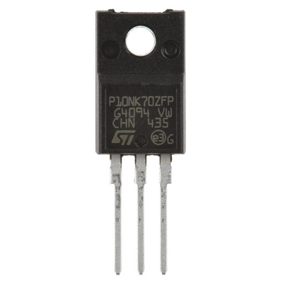 N-Channel MOSFET, 8.6 A, 700 V, 3-Pin TO-220FP STMicroelectronics STP10NK70ZFP