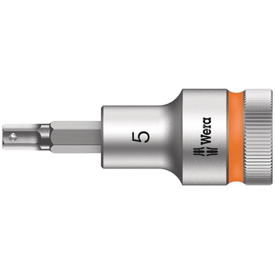 Wera 1/2 in Drive Bit Socket, Hex Bit, 5mm, 60 mm Overall Length
