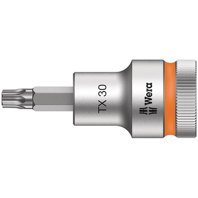 Wera 1/2 in Drive Bit Socket, Torx Bit, T30, 60 mm Overall Length
