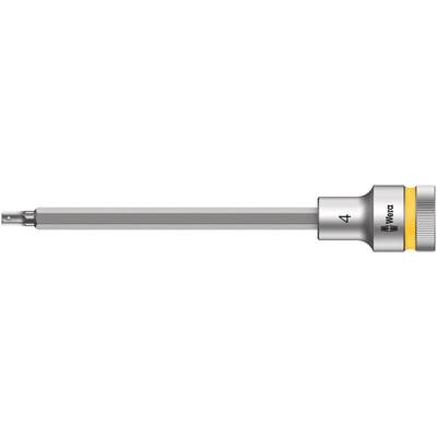 Wera 1/2 in Drive Bit Socket, Hex Bit, 4mm, 140 mm Overall Length