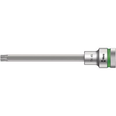 Wera 1/2 in Drive Bit Socket, Torx Bit, T45, 140 mm Overall Length