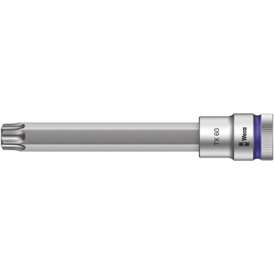Wera 1/2 in Drive Bit Socket, Torx Bit, T60, 140 mm Overall Length