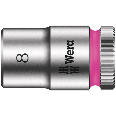 Wera 1/4 in Drive 8mm Standard Socket, 6 point, 23 mm Overall Length