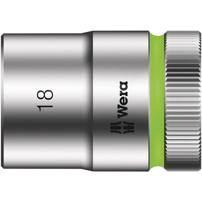 Wera 1/2 in Drive 18mm Standard Socket, 6 point, 37 mm Overall Length