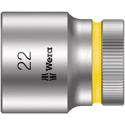 Wera 1/2 in Drive 22mm Standard Socket, 6 point, 37 mm Overall Length