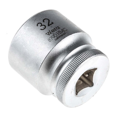 Wera 1/2 in Drive 32mm Standard Socket, 6 point, 42 mm Overall Length