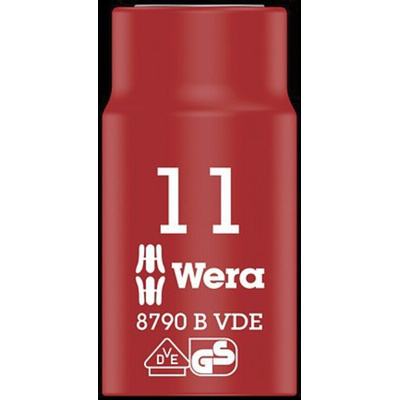 Wera 3/8 in Drive 11mm Insulated Standard Socket, 6 point, VDE/1000V, 46 mm Overall Length