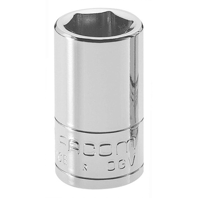 Facom 1/4 in Drive 5/16in Standard Socket, 6 point, 22 mm Overall Length
