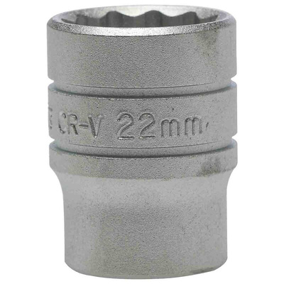 Teng Tools 1/2 in Drive 22mm Standard Socket, 12 point, 38 mm Overall Length