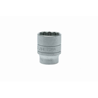 Teng Tools 1/2 in Drive 25mm Standard Socket, 12 point, 40 mm Overall Length
