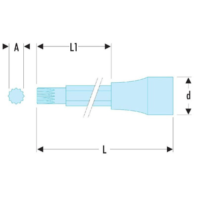 Facom 1/2 in Drive Bit Socket, XZN Spline Bit, M12, 140 mm Overall Length