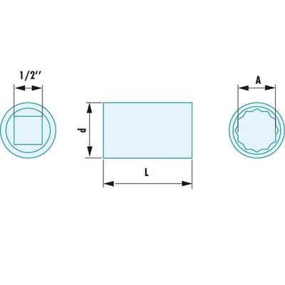 Facom 1/2 in Drive 24mm Standard Socket, 12 point, 43 mm Overall Length