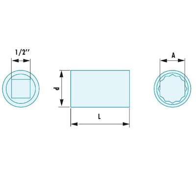 Facom 1/2 in Drive 26mm Standard Socket, 12 point, 43 mm Overall Length