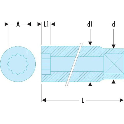 Facom 1/2 in Drive 27mm Deep Socket, 12 point, 77 mm Overall Length