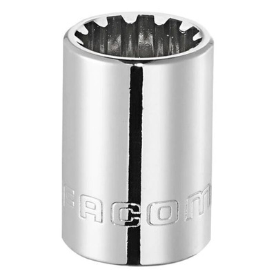 Facom 3/8 in Drive 7/16in Standard Socket, Spline, 27 mm Overall Length