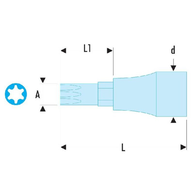 Facom 1/2 in Drive Bit Socket, Hex OGV Bit, 17mm, 60 mm Overall Length