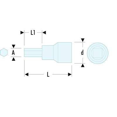 Facom 1/4 in Drive 5mm Insulated Bit Socket, Hex Bit, VDE/1000V, 37 mm Overall Length