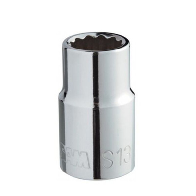 SAM 1/2 in Drive 14mm Standard Socket, 12 point, 38 mm Overall Length