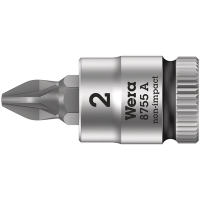 Wera 1/4 in Drive Bit Socket, Pozidriv Bit, PZ1, 100 mm Overall Length
