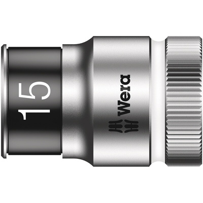 Wera 1/2 in Drive 15mm Standard Socket, 6 point, 37 mm Overall Length