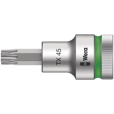Wera 1/2 in Drive Bit Socket, Torx Bit, T45, 60 mm Overall Length
