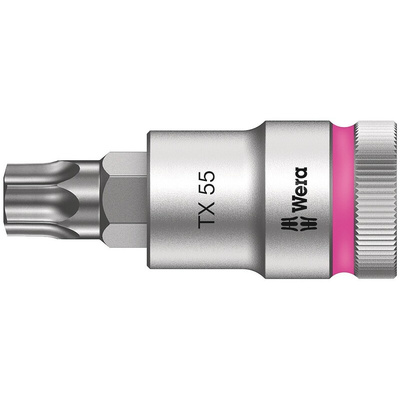 Wera 1/2 in Drive Bit Socket, Torx Bit, T55, 60 mm Overall Length