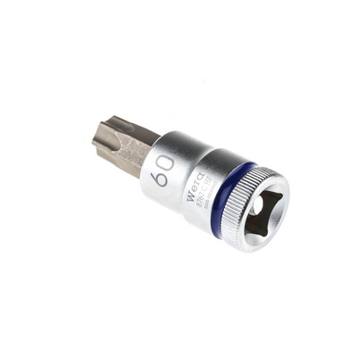 Wera 1/2 in Drive Bit Socket, Torx Bit, T60, 60 mm Overall Length