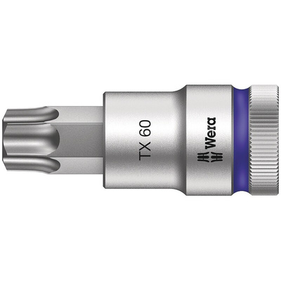 Wera 1/2 in Drive Bit Socket, Torx Bit, T60, 60 mm Overall Length