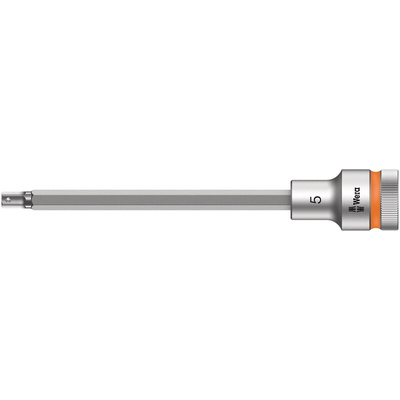 Wera 1/2 in Drive Bit Socket, Hex Bit, 5mm, 140 mm Overall Length
