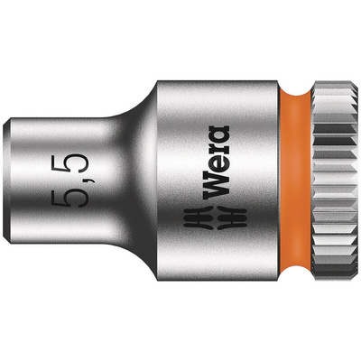Wera 1/4 in Drive 5.5mm Standard Socket, 6 point, 23 mm Overall Length