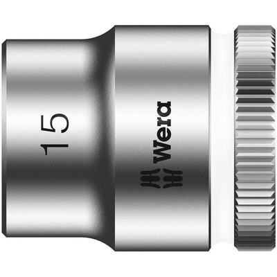 Wera 3/8 in Drive 15mm Standard Socket, 6 point, 29 mm Overall Length