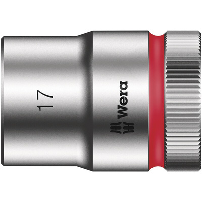 Wera 1/2 in Drive 17mm Standard Socket, 6 point, 37 mm Overall Length