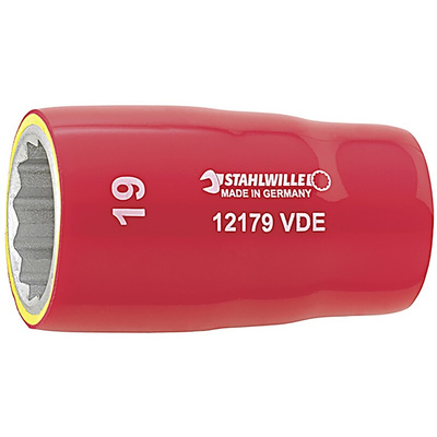 STAHLWILLE 1/2 in Drive 22mm Insulated Standard Socket, 12 point, VDE/1000V, 60 mm Overall Length
