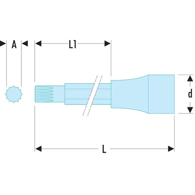 Facom 1/2 in Drive Bit Socket, XZN Spline Bit, M10, 100 mm Overall Length